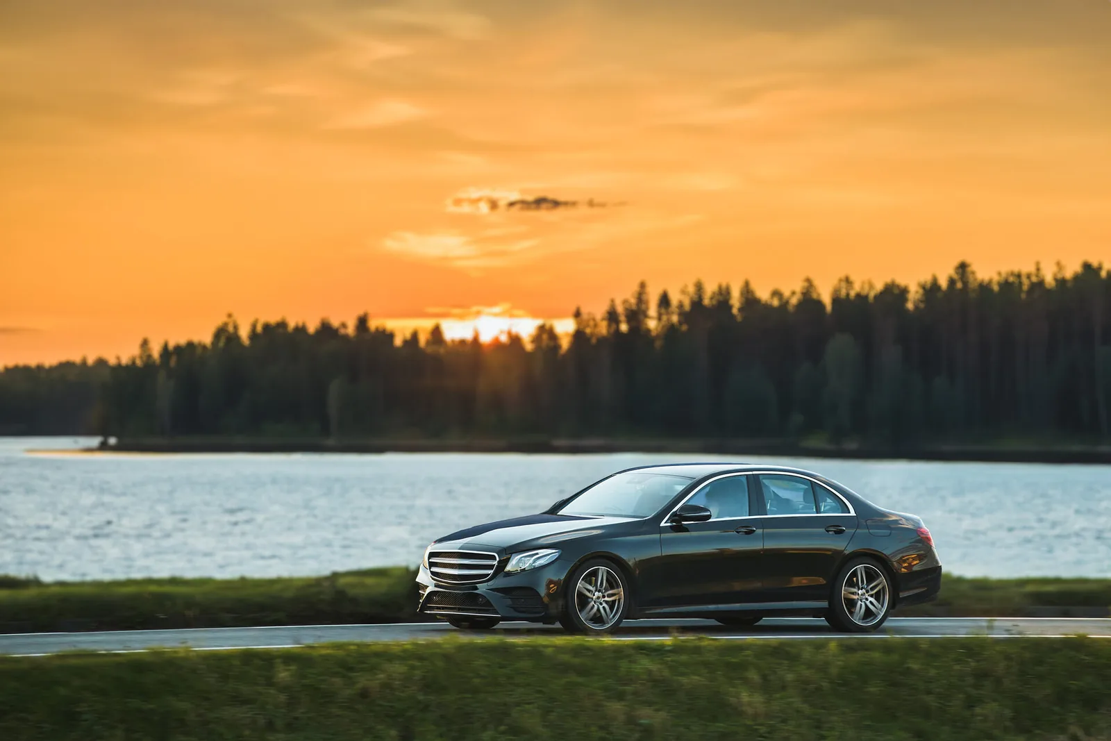 European sedan on a Hudson Valley evening drive